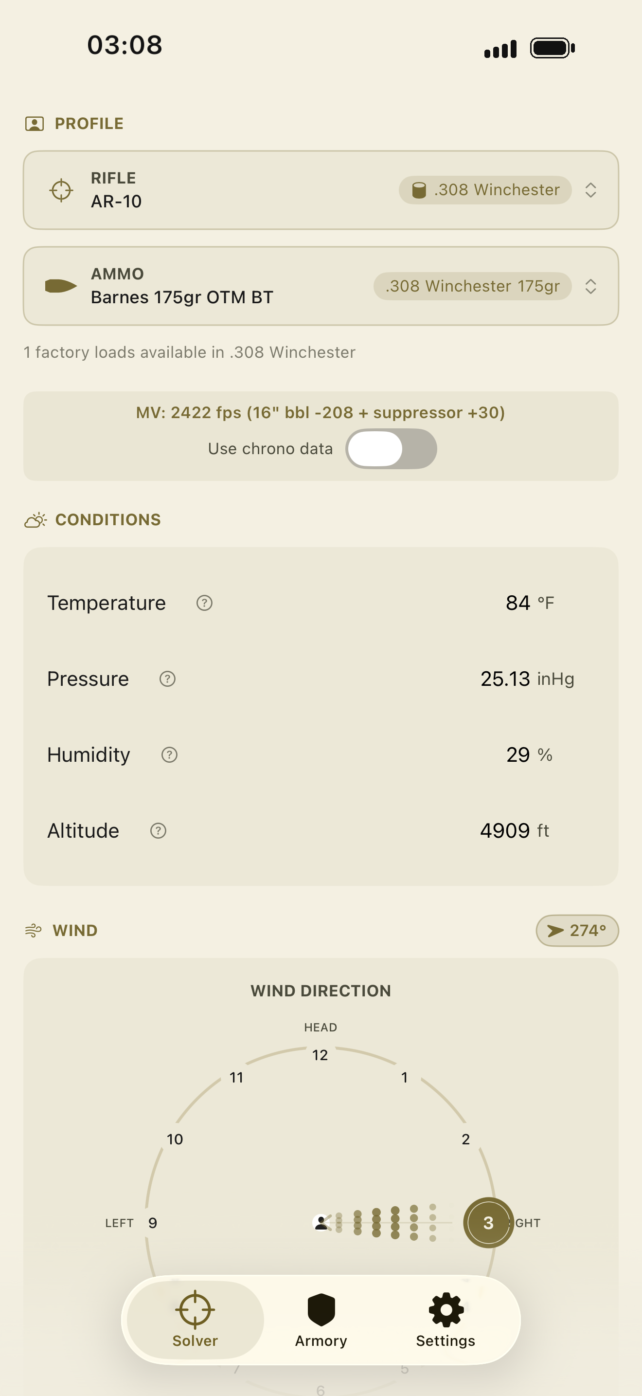 Gadsden Ballistics solver with live weather